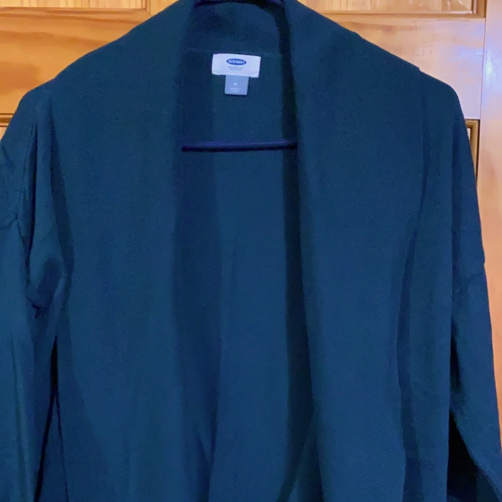 Shaw collar open front cardigan